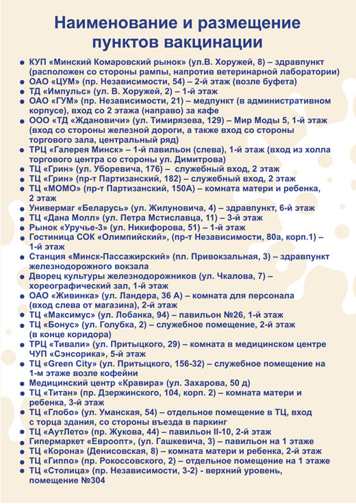 Пункты вакцинации